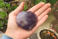 Polished Lepidolite Gemstone Hearts x 6 From Madagascar