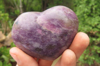 Polished Lepidolite Gemstone Hearts x 6 From Madagascar