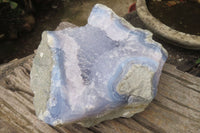 Natural Blue Lace Agate Geode Specimen x 1 From Malawi