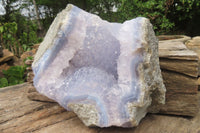 Natural Blue Lace Agate Geode Specimen x 1 From Malawi