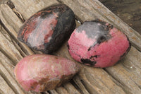 Polished On One Side Rhodonite x 6 From Madagascar