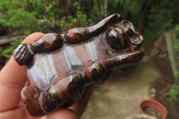 Hand Made Tiger Iron Jasper Monkey Carvings x 3 From Australia