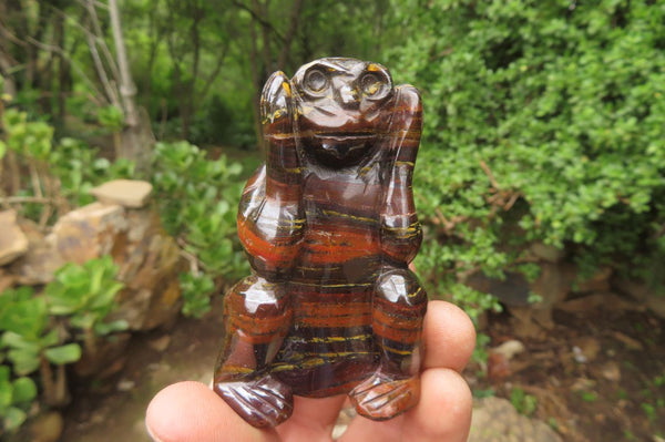 Hand Made Tiger Iron Jasper Monkey Carvings x 3 From Australia