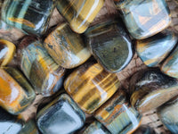 Polished Medium Blue and Gold Variegated Tigers Eye Tumble Stones - sold per KG - From South Africa