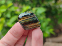 Polished Medium Blue and Gold Variegated Tigers Eye Tumble Stones - sold per KG - From South Africa