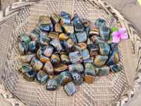 Polished Medium Blue and Gold Variegated Tigers Eye Tumble Stones - sold per KG - From South Africa