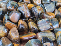 Polished Medium Blue and Gold Variegated Tigers Eye Tumble Stones - sold per KG - From South Africa