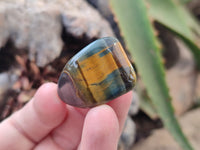 Polished Medium Blue and Gold Variegated Tigers Eye Tumble Stones - sold per KG - From South Africa