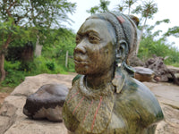 Hand Made Traditional African Bust Stone Sculpture x 1 From Zimbabwe