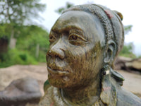 Hand Made Traditional African Bust Stone Sculpture x 1 From Zimbabwe