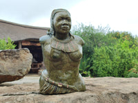 Hand Made Traditional African Bust Stone Sculpture x 1 From Zimbabwe