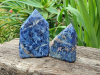 Polished Sodalite Points x 3 From Kunene River, Namibia