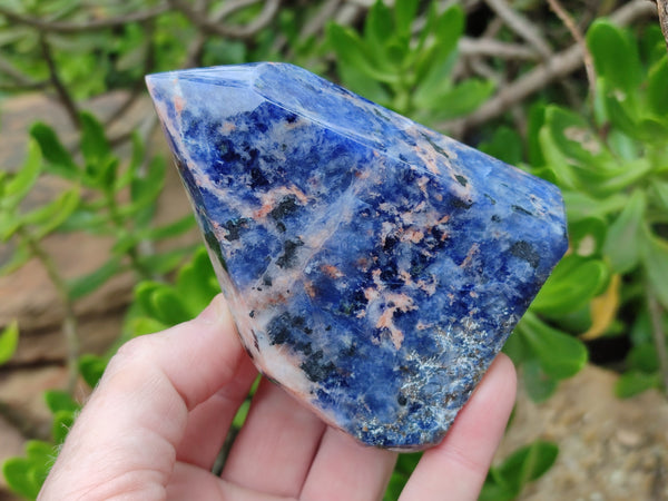 Polished Sodalite Points x 3 From Kunene River, Namibia