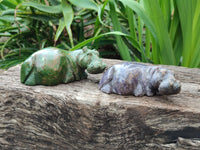 Hand Made Hippo Stone Carvings x 4 From Zimbabwe