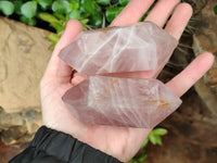 Polished Double Terminated Rose Quartz Points x 6 From Ambatondrazaka, Madagascar