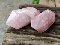 Polished Double Terminated Rose Quartz Points x 6 From Ambatondrazaka, Madagascar