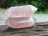 Polished Double Terminated Rose Quartz Points x 6 From Ambatondrazaka, Madagascar