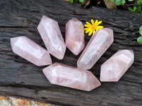 Polished Double Terminated Rose Quartz Points x 6 From Ambatondrazaka, Madagascar