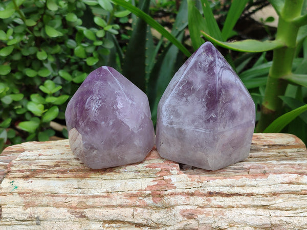 Polished Amethyst Window Quartz Points x 2 From Akansobe, Madagascar