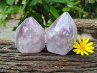 Polished Amethyst Window Quartz Points x 2 From Akansobe, Madagascar