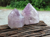 Polished Amethyst Window Quartz Points x 2 From Akansobe, Madagascar