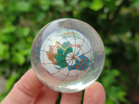 Polished Small Mixed Gemstone World Map Globes in PVC Resin Sphere - Sold per Item - From China