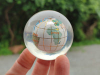 Polished Small Mixed Gemstone World Map Globes in PVC Resin Sphere - Sold per Item - From China