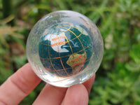 Polished Small Mixed Gemstone World Map Globes in PVC Resin Sphere - Sold per Item - From China