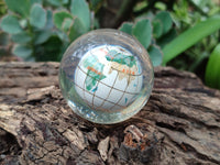 Polished Small Mixed Gemstone World Map Globes in PVC Resin Sphere - Sold per Item - From China