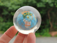 Polished Small Mixed Gemstone World Map Globes in PVC Resin Sphere - Sold per Item - From China