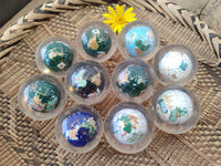 Polished Small Mixed Gemstone World Map Globes in PVC Resin Sphere - Sold per Item - From China