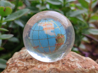 Polished Small Mixed Gemstone World Map Globes in PVC Resin Sphere - Sold per Item - From China