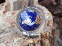 Polished Small Mixed Gemstone World Map Globes in PVC Resin Sphere - Sold per Item - From China