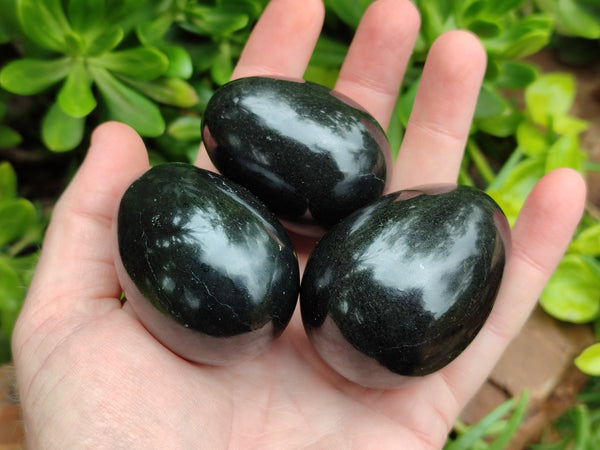 Polished Black Basalt Eggs x 12 From Antsirabe, Madagascar