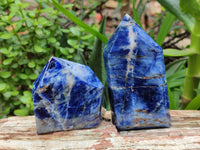 Polished Sodalite Points x 3 From Kunene River, Namibia