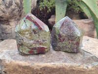 Polished Bastite Dragons Blood Point-Prism x 6 From Tshipise, South Africa