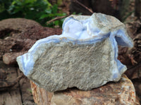 Natural Blue Lace Agate Geode Specimens x 3 From Nsanje, Malawi