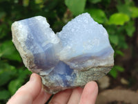 Natural Blue Lace Agate Geode Specimens x 3 From Nsanje, Malawi