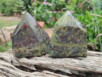 Polished Bastite Dragons Blood Point-Prism x 4 From Tshipise, South Africa