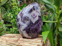 Polished Chevron Amethyst Standing Free Form x 1 from Zambia