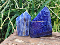 Polished Sodalite Point-Prisms x 3 From Kunene River, Namibia