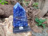 Polished Sodalite Point-Prisms x 3 From Kunene River, Namibia