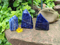 Polished Sodalite Point-Prisms x 3 From Kunene River, Namibia