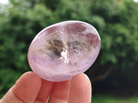 Polished Chevron Amethyst Galet-Palm Stones x 12 from Madagascar