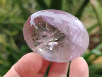 Polished Chevron Amethyst Galet-Palm Stones x 12 from Madagascar