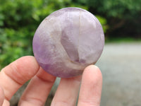 Polished Chevron Amethyst Galet-Palm Stones x 12 from Madagascar