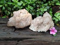 Natural Smokey Phantom Quartz Clusters x 2 From Luena, Congo