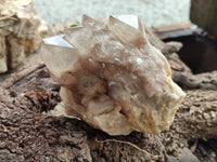 Natural Smokey Phantom Quartz Clusters x 2 From Luena, Congo