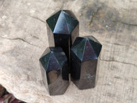 Polished Black Basalt Point-Prisms x 12 From Antsirabe, Madagascar