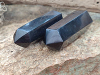 Polished Black Basalt Point-Prisms x 12 From Antsirabe, Madagascar